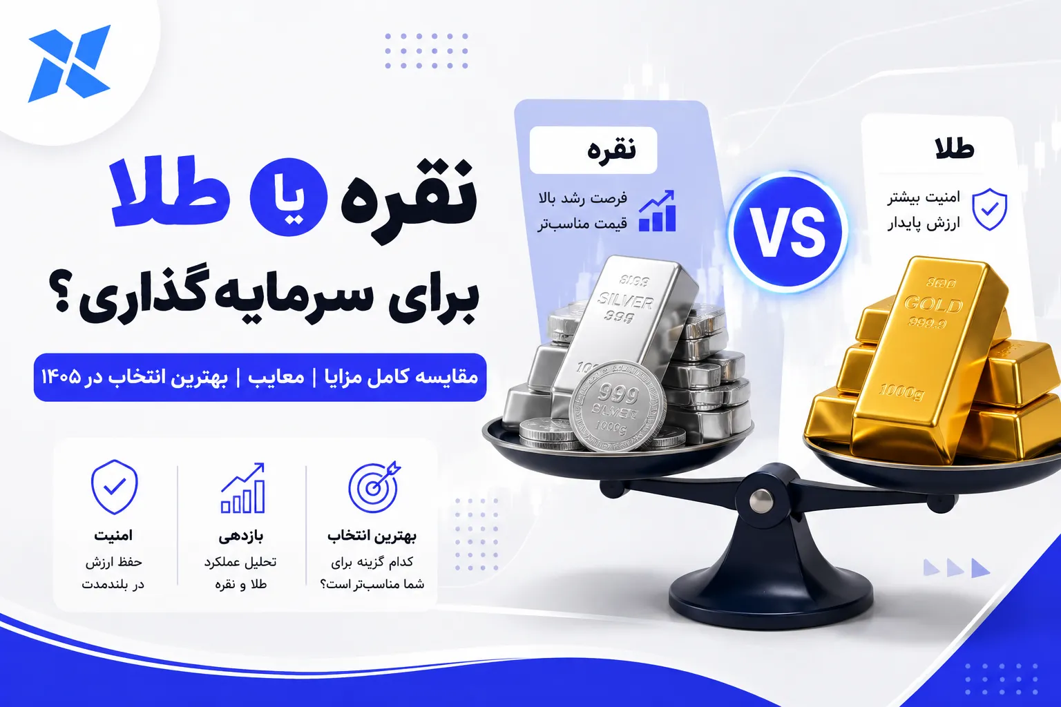 نقره یا طلا برای سرمایه‌گذاری؟ مقایسه کامل مزایا، معایب و بهترین انتخاب در ۱۴۰۵